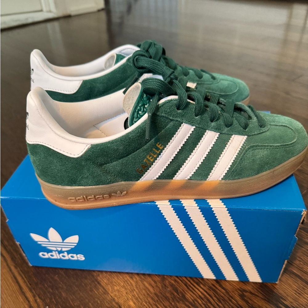 Adidas Gazelle Green and White Women's Sneakers